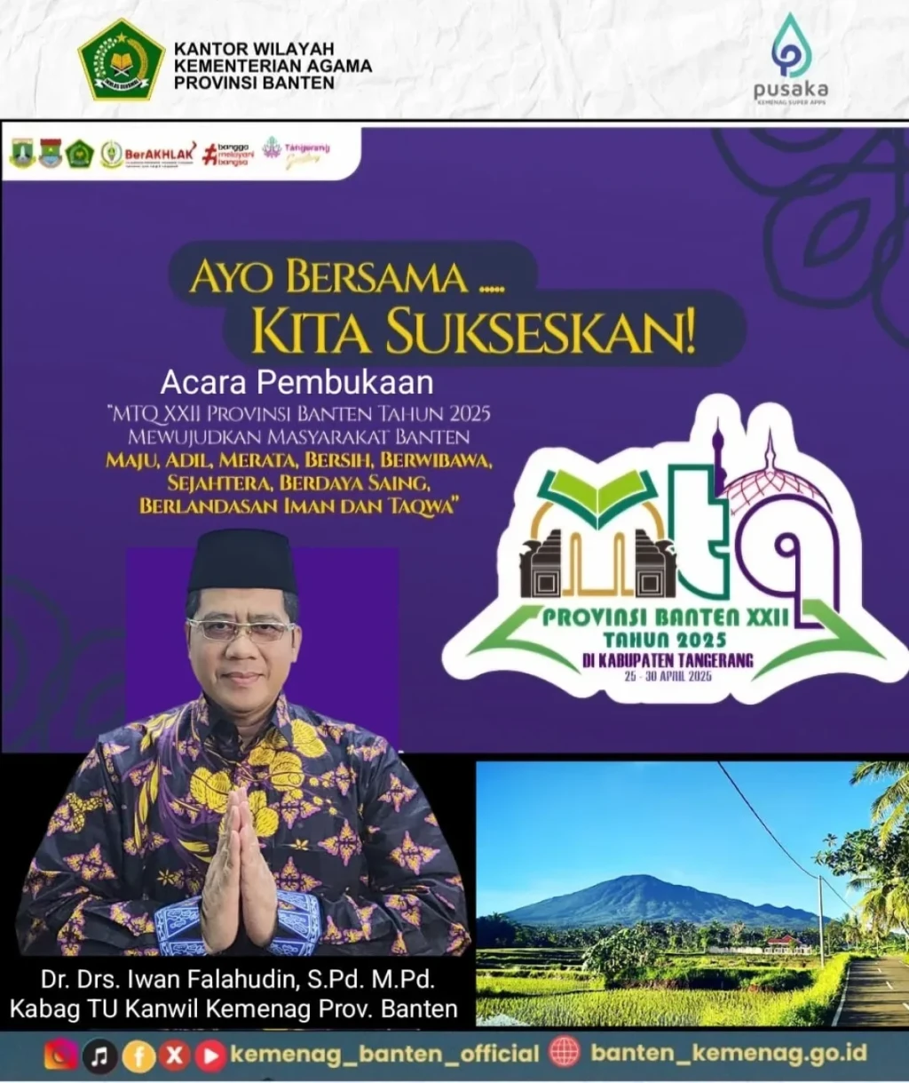Kabag TU Kanwil Kemenag Prov. Banten Iwan Falahudin Ucapkan Selamat pada Acara Pembukaan MTQ Banten 2025 ke-22