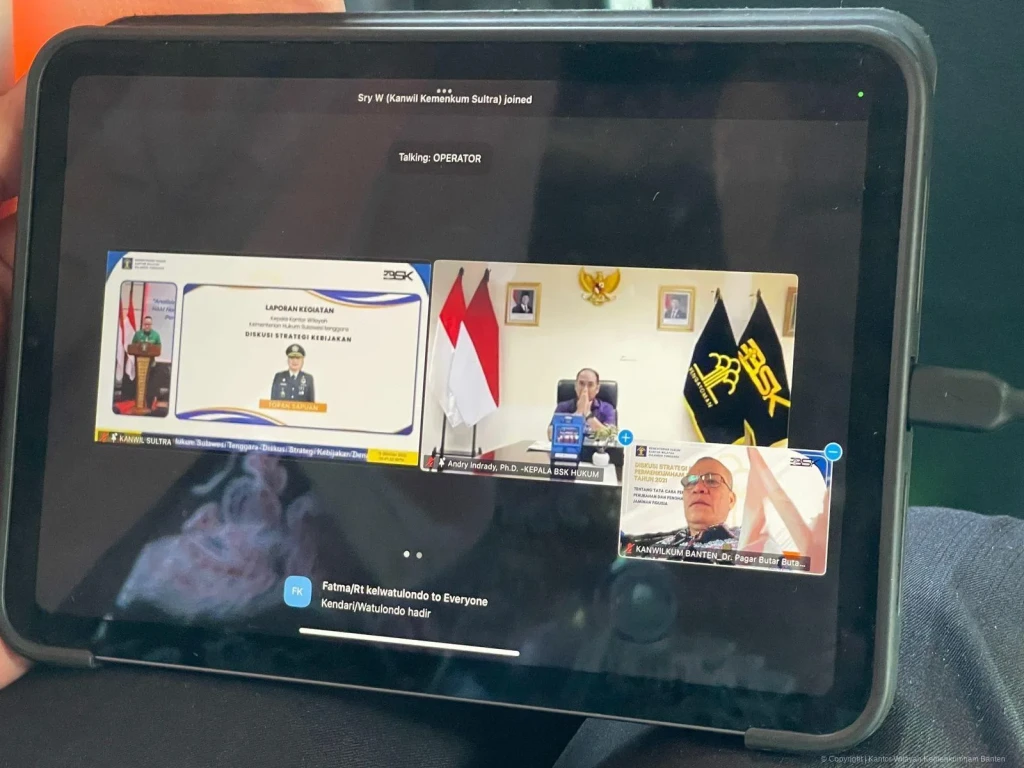 Kakanwil Kemenkum Banten Ikuti Diskusi Strategi Kebijakan Bahas Evaluasi Permenkumham Nomor 25 Tahun 2021
