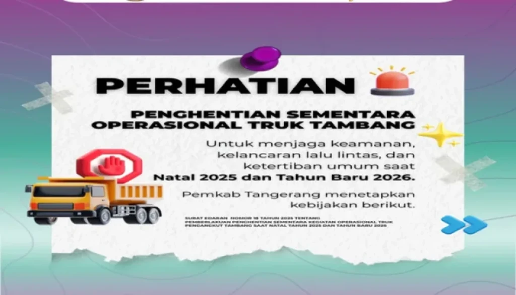 Truk Tambang Dilarang Melintas Saat Nataru, Pemkab Tangerang Siapkan Sanksi Tegas