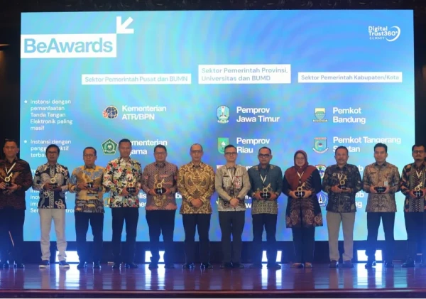Pemkot Tangsel Raih Penghargaan Pengguna Aktif Terbanyak Sertifikasi Elektronik di BE Award 2025