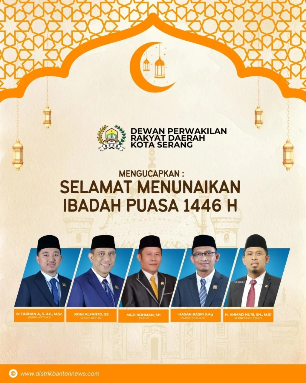 DPRD Kota Serang Ucapkan Selamat Menunaikan Ibadah Puasa Ramadan 1446 H